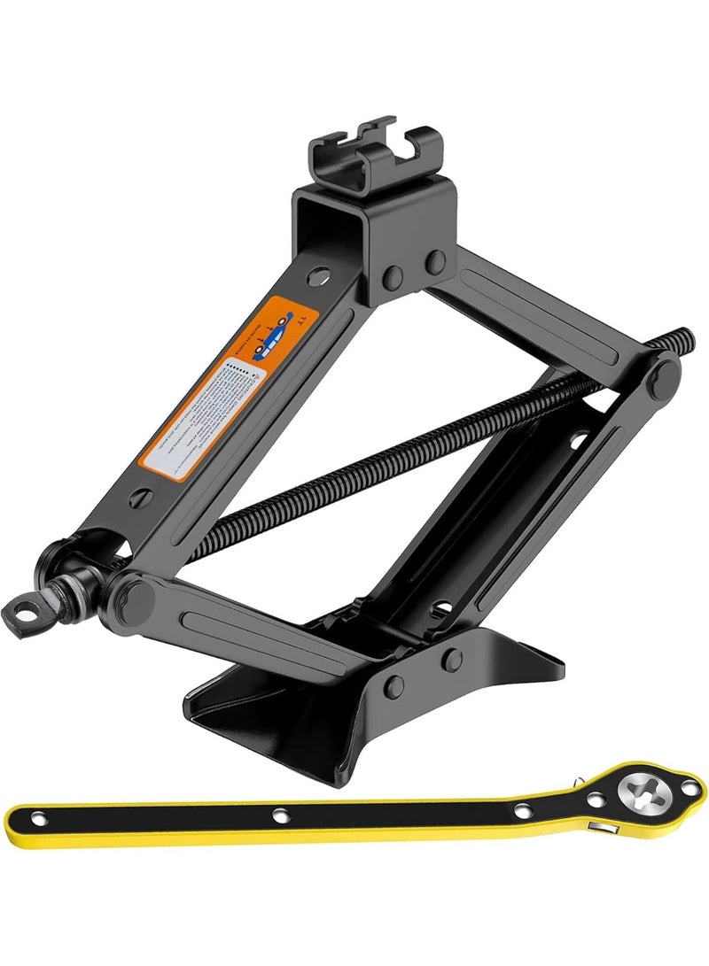 1-Ton Car Scissor Jack Kit - Easy-to-Use Ratchet Lift Tool for Quick Tire Changes - Image 1