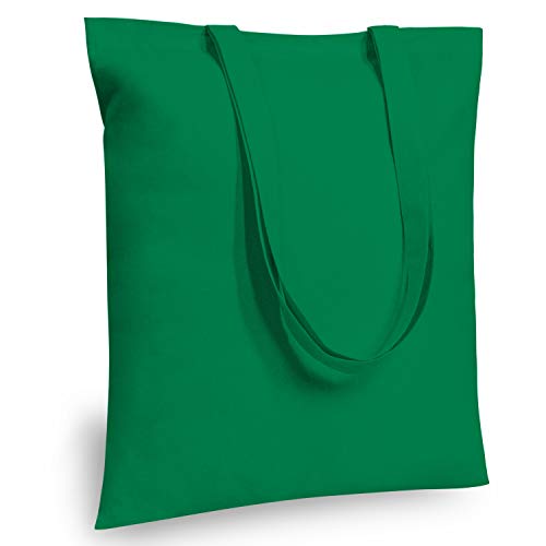 TOPDesign 12-Pack Economical 16"x15" Kelly Green Cotton Tote Bag, Lightweight Medium Reusable Grocery Shopping Cloth Bags, Suitable for DIY, Advertising, Promotion, Gift, Activity - Image 1