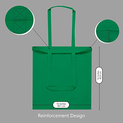 TOPDesign 12-Pack Economical 16"x15" Kelly Green Cotton Tote Bag, Lightweight Medium Reusable Grocery Shopping Cloth Bags, Suitable for DIY, Advertising, Promotion, Gift, Activity - Image 5
