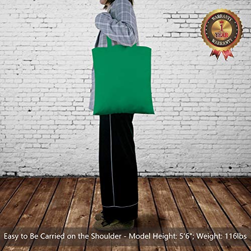 TOPDesign 12-Pack Economical 16"x15" Kelly Green Cotton Tote Bag, Lightweight Medium Reusable Grocery Shopping Cloth Bags, Suitable for DIY, Advertising, Promotion, Gift, Activity - Image 2
