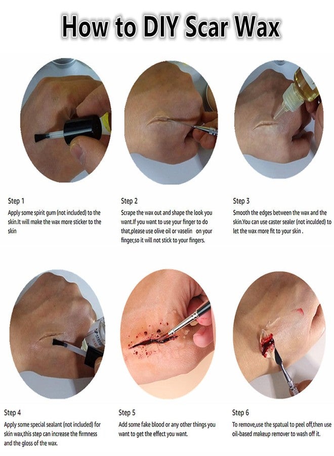 Go Ho شمع أنف وندبة Go Ho (1.4 أونصة)، شمع جلد جروح مزيف، طلاء جسم أنف مزيف لزي الزومبي في المسرح، مكياج SFX مع ملعقة، تأثيرات مكياج خاصة لمهرجان الهالوين والحفلات - Image 2