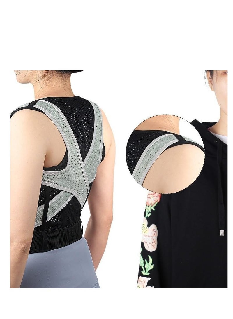 KASTWAVE Back Brace Posture Corrector for Women and Men, Shoulder Straightener, Adjustable Full Back Support, Upper and Lower Back Pain Relief - Scoliosis, Hunchback, Hump, Thoracic, Spine Corrector (Grey) - Image 4
