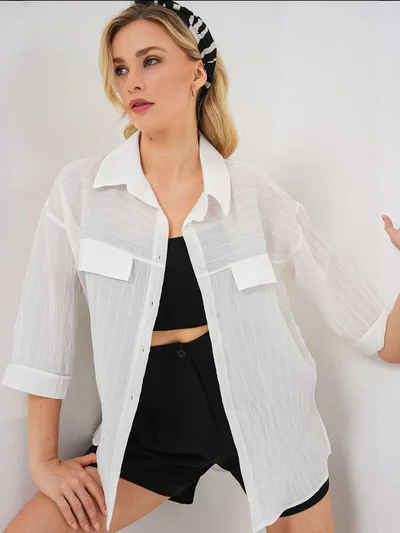 BIG DART BDART Textured Crepe Shirt with Pocket