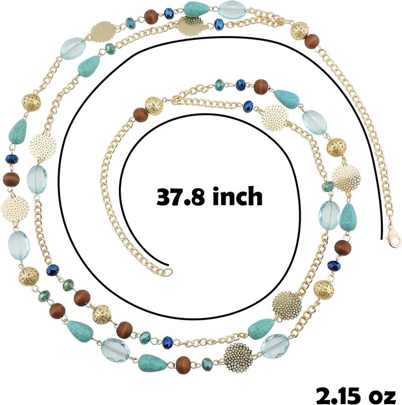 Bocar قلائد طويلة للنساء عصرية، قلائد كريستالية مزخرفة بطبقات بأسلوب بوهيمي للنساء، مجوهرات قلائد تعبر عن الموضة - Image 5