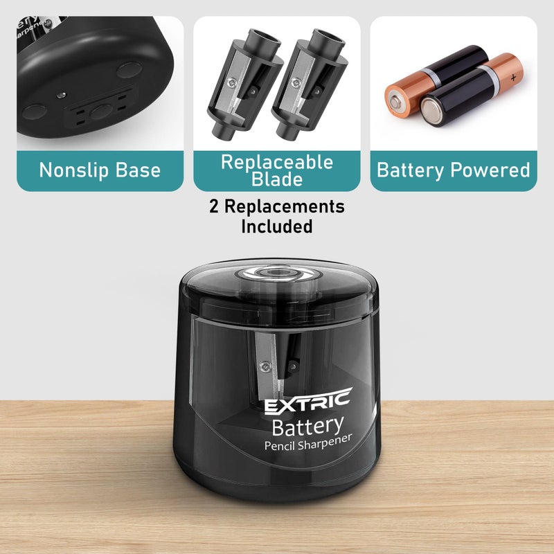 EXTRIC Battery Powered Electric Pencil Sharpener for #2 and Colored Pencils, Portable Sharpener for 6-8mm Pencils, Small Electronic Pencil Sharpeners for Home, School, Classroom, and Office Use - Image 4