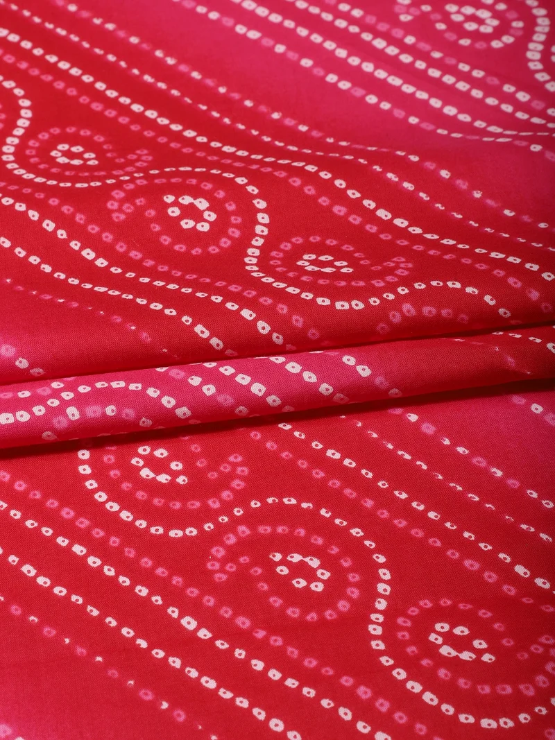 أيه كيه إس Bright Pink Leheriya & Bandhani Fabric for Crafting