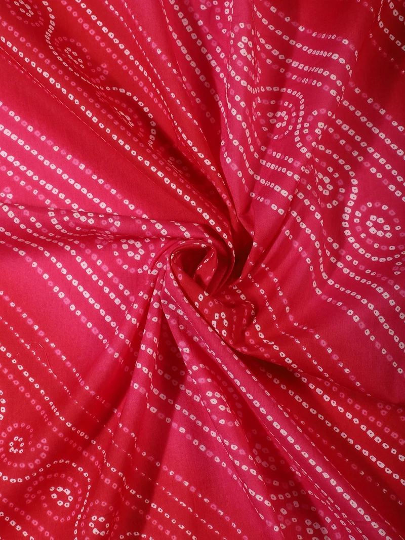 أيه كيه إس Bright Pink Leheriya & Bandhani Fabric for Crafting