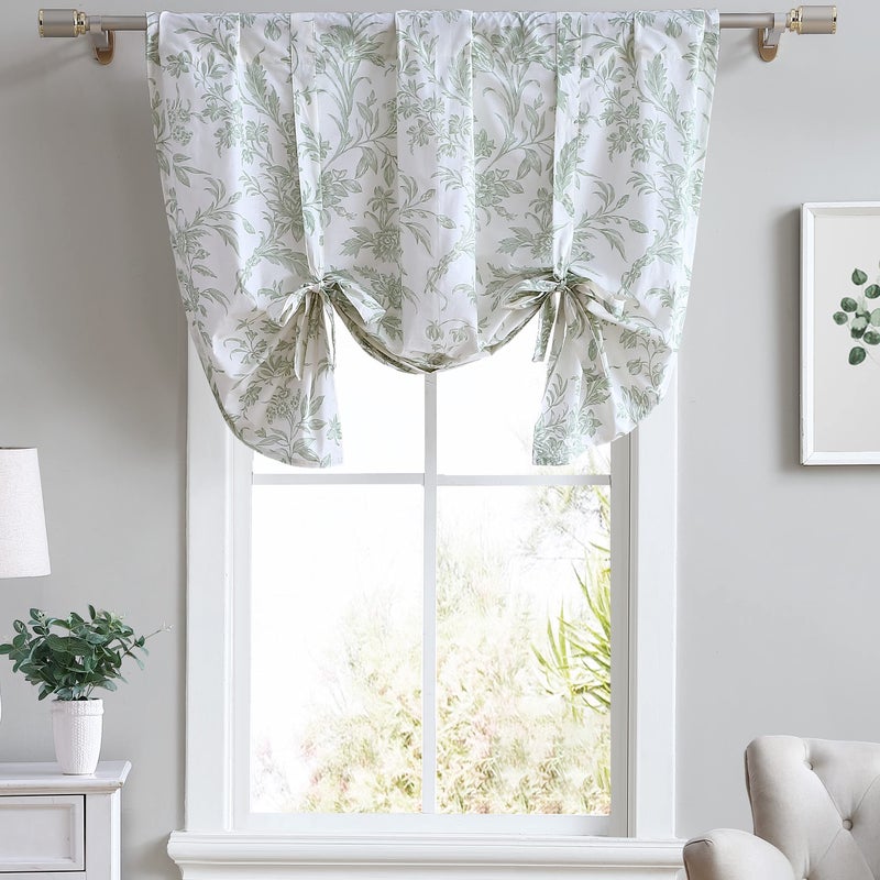 LAURA ASHLEY Laura Ashley  Valance Cotton Tie Up Window Treatment Chic Home Decor Natalie 25 x 50