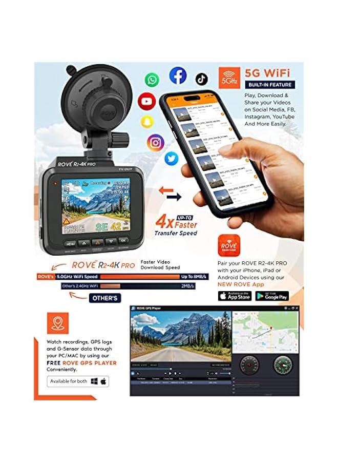 Arabest R2-4K PRO Dashcam with Built-in GPS, 5G WiFi, and 2.4 IPS Screen for Cars. 2160P UHD 30fps, Night Vision, WDR, 150° Wide Angle, 24-Hr Parking Mode. Supports up to 512GB.  - Image 4