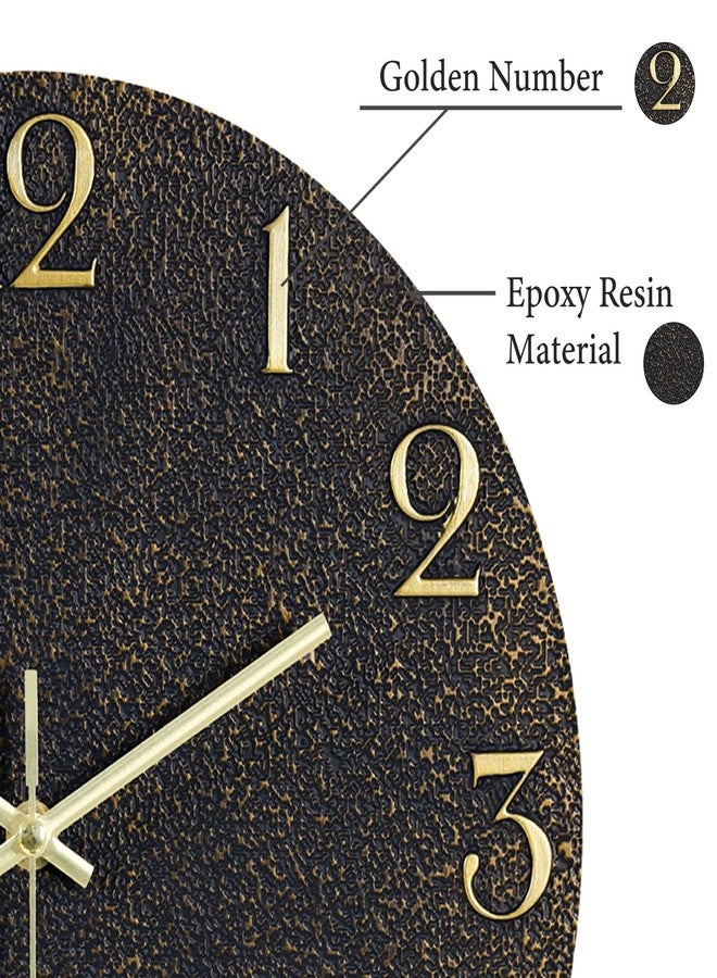 JoFomp 12 Inch Epoxy Resin Clock, Silent Modern Wall Clock for Bedroom, Living Room Decor, Gold Black for Bathroom, Kitchen Decorative - Image 3
