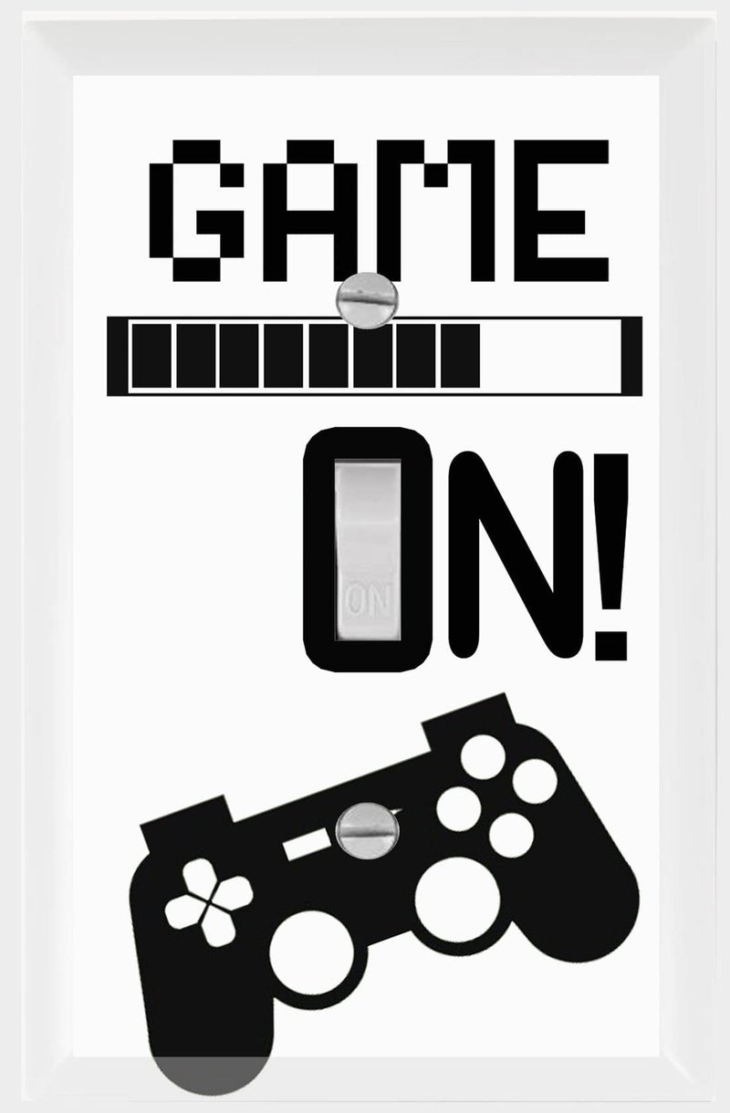 Cool Light Switch Plate Cover Video Gamer Room Decor Novelty Wall Gaming Gift Decorative Fun Teen Boy Man Cave Game Controller Graphics Bedroom GAME ON
