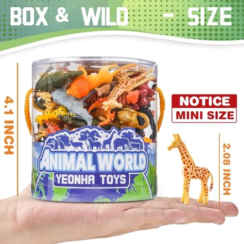 Yeonhatoys Yeonha Toys 60 Piece Mini Zoo Animal Toy with Gift Box Realistic Small Plastic Animal Figure Sensory Bins Jungle Party Favors Cupcake Topper School Education Birthday Gifts for Kids Toddlers - Image 5