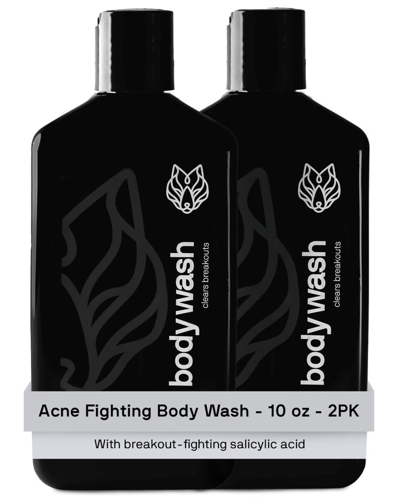 Black Wolf Charcoal Powder Body Wash for Men 10 Fl Oz 2 Pack Charcoal Powder and Salicylic Acid Reduce Acne Breakouts and Cleanse Your Skin Rich Lather for Full Coverage and Deep Clean