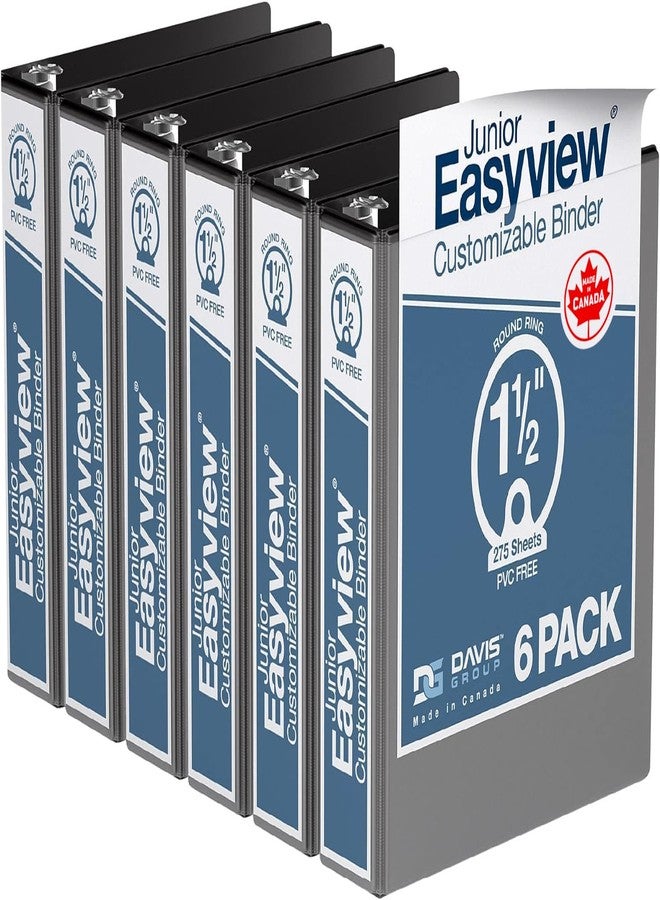 Davis Group Easyview Junior Binder, Premium Small Clear-View 3-Ring Binder for School, Office, or Home, Made in Canada, 1.5-Inch Mini Binder, 8.5"x5.5", Black - Image 1