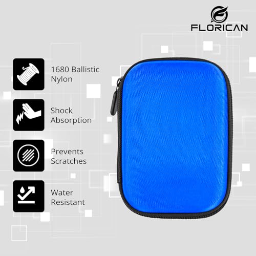 Florican External Hard Drive Case Shell 2.5-Inch Hard Drive Portable Storage Organizer Bag for Earphone USB Cable Mobile Charger Hard Disk-Double Padded Wd Seagate Sony Dell Toshiba,Blue - Image 2