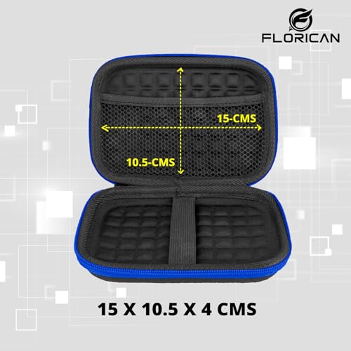Florican External Hard Drive Case Shell 2.5-Inch Hard Drive Portable Storage Organizer Bag for Earphone USB Cable Mobile Charger Hard Disk-Double Padded Wd Seagate Sony Dell Toshiba,Blue - Image 5