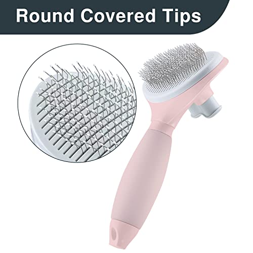 YiEFUR Cat Hair Brush, Soft Silicone Self Cleaning Brush for Short and Long Haired Cats, Pink Pet Grooming Comb, Cat Shedding Brushes - Image 3