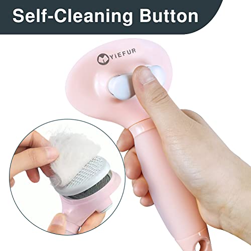 YiEFUR Cat Hair Brush, Soft Silicone Self Cleaning Brush for Short and Long Haired Cats, Pink Pet Grooming Comb, Cat Shedding Brushes - Image 2
