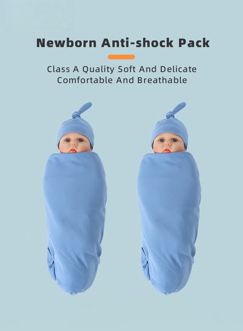 HOOKOR 3 PCS Baby Swaddle Blanket, Newborn Swaddling Wrap + Headband + Hat Set Infant Receiving Blankets Sleepsack for Boys and Girls 100% Breathable Cotton - Image 2
