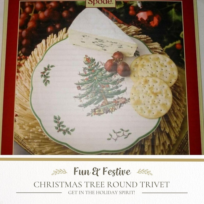Spode Christmas Tree Round Trivet  9 Heat Resistant Trivet for Hot Dishes Pans  Holiday Kitchen Counter Tabletop Protector  Cheese Plate Platter - Image 2