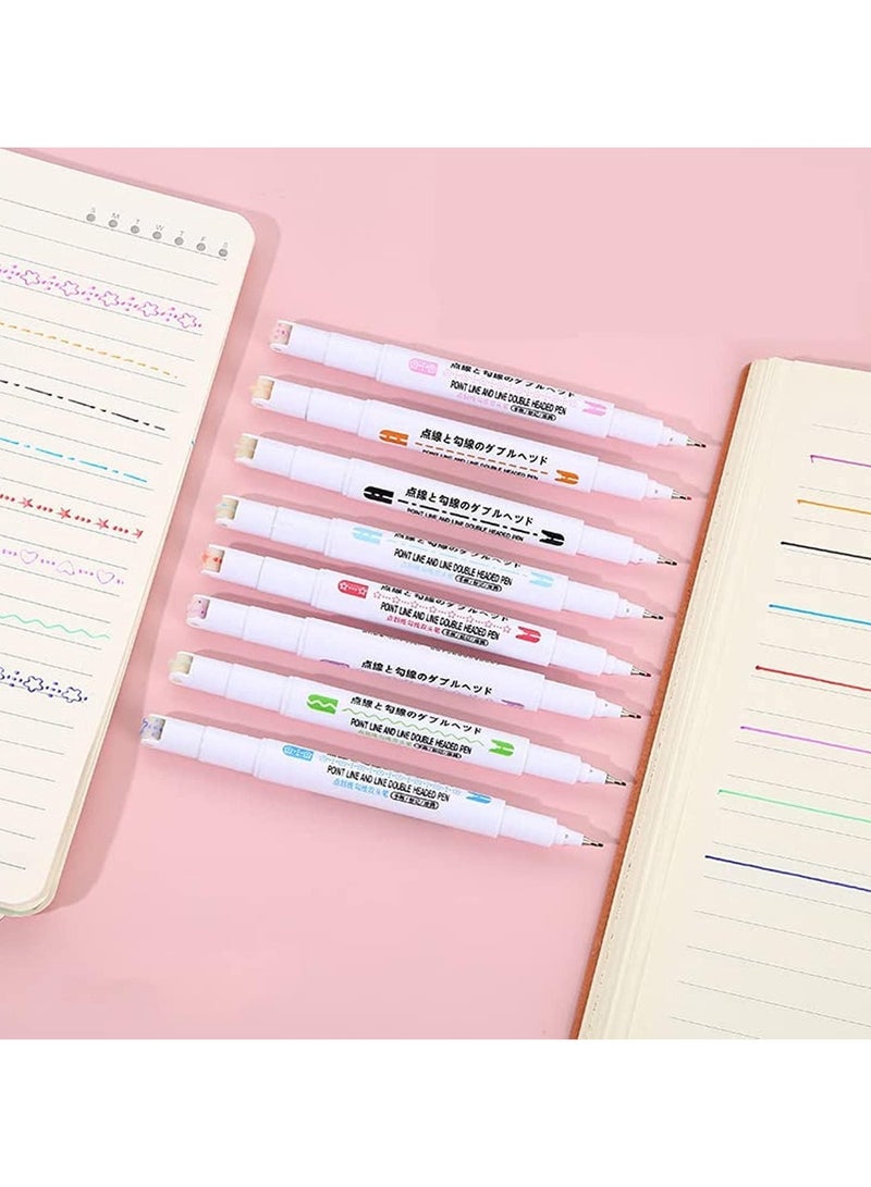 GT-Wheel Colorful Curve Highlighter Pen Set Dual Tip Markers for Creative Journaling & Art (8PCS) - Image 1