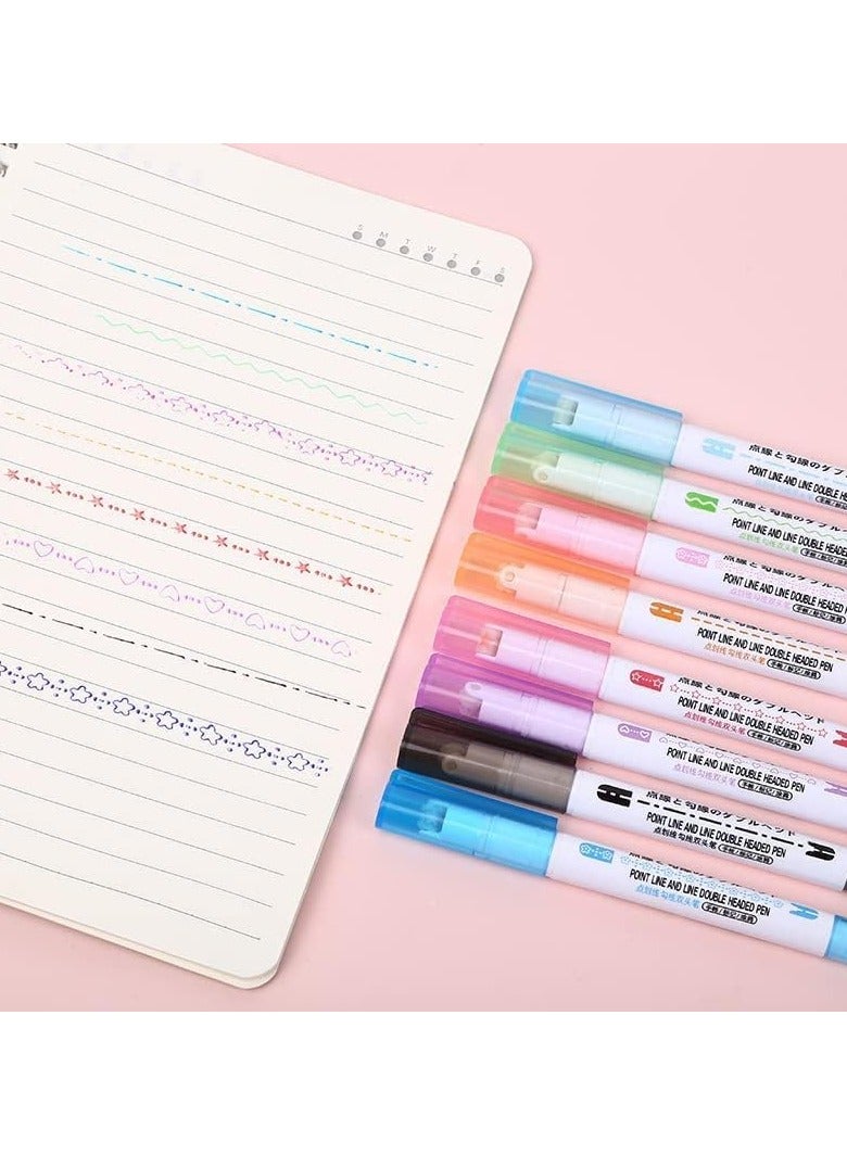 GT-Wheel Colorful Curve Highlighter Pen Set Dual Tip Markers for Creative Journaling & Art (8PCS) - Image 2