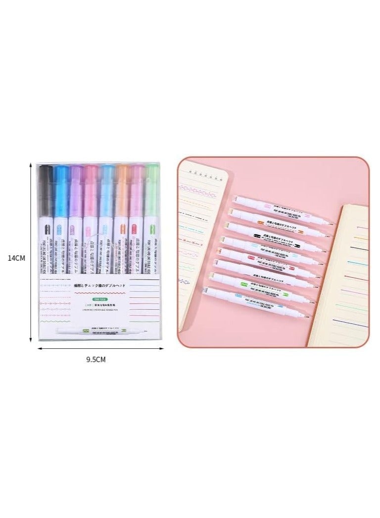 GT-Wheel Colorful Curve Highlighter Pen Set Dual Tip Markers for Creative Journaling & Art (8PCS) - Image 5