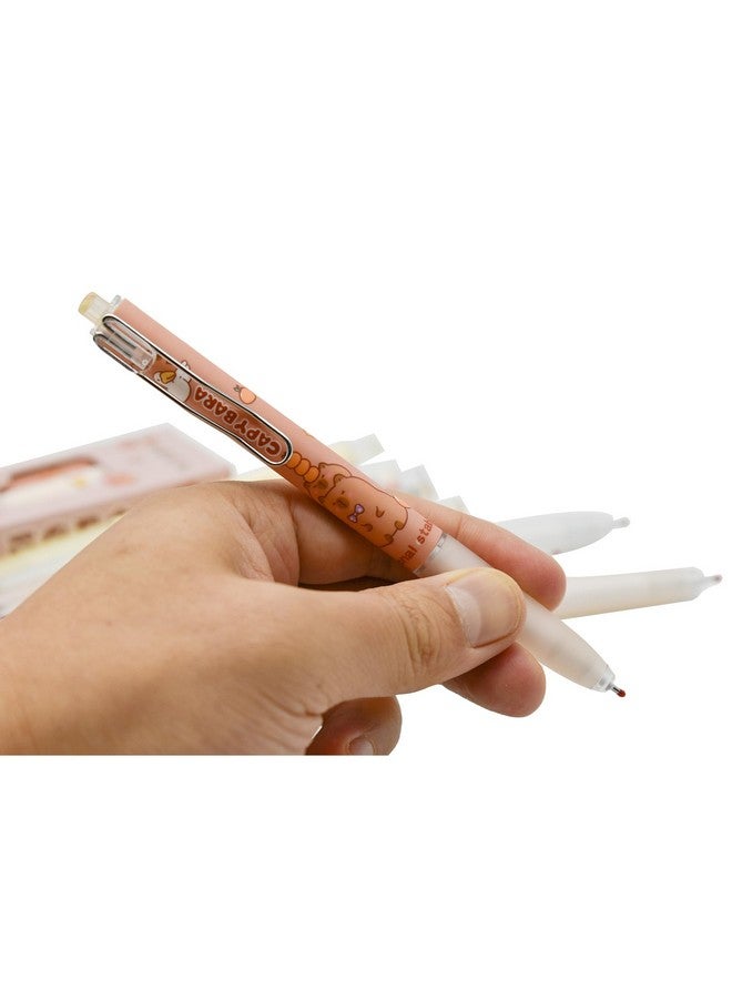 Maydahui 12 Pcs Cute Capybara Gel Pens Retractable Kawaii Pens Independent Capybara Novelty Animal Pens Balck Ink for School Office Supplies Capybara Theme Party Favors - Image 5
