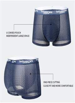 MIIOW 3Pcs  Mesh Men Boxer Underwear Graphene Antibacterial Male Panties Ice Silk Underpants Breathable  Boxershort  - Image 3