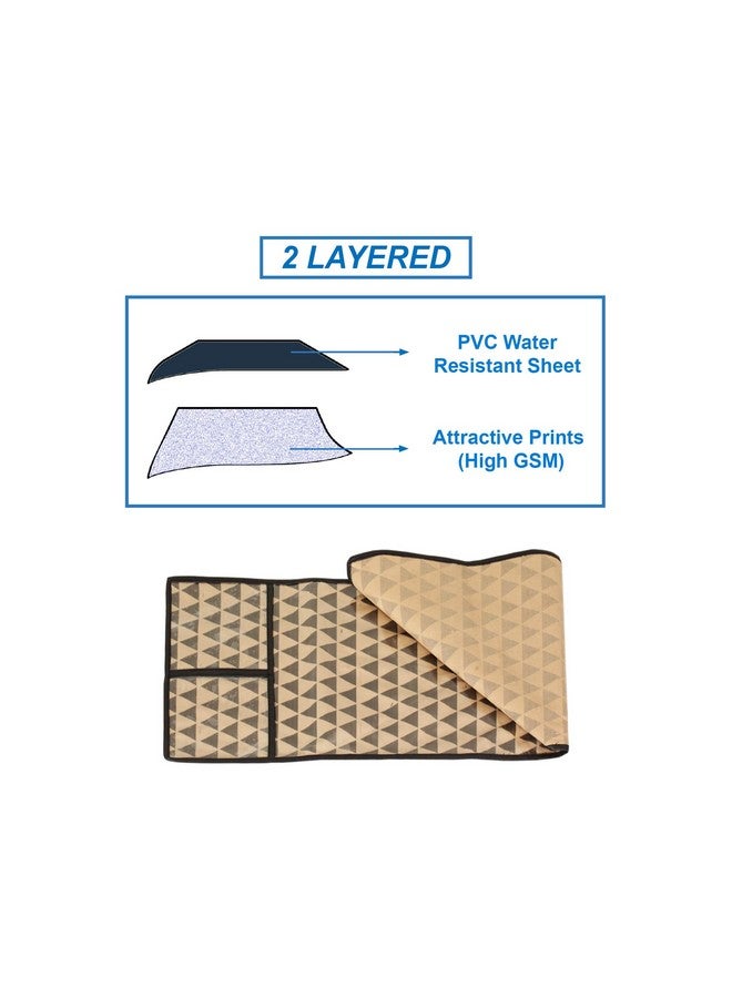 PrettyKrafts PrettyKrafts Microwave Oven Top Dustproof Cover, Protector, Decorative Kitchen Appliance Cover with Side 4 Utility Pockets, Free Size 13 x 40 inches, Trio Beige  - Image 2