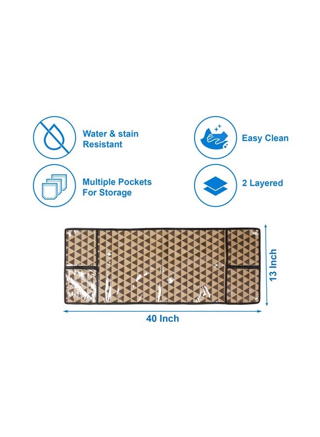 PrettyKrafts PrettyKrafts Microwave Oven Top Dustproof Cover, Protector, Decorative Kitchen Appliance Cover with Side 4 Utility Pockets, Free Size 13 x 40 inches, Trio Beige  - Image 3