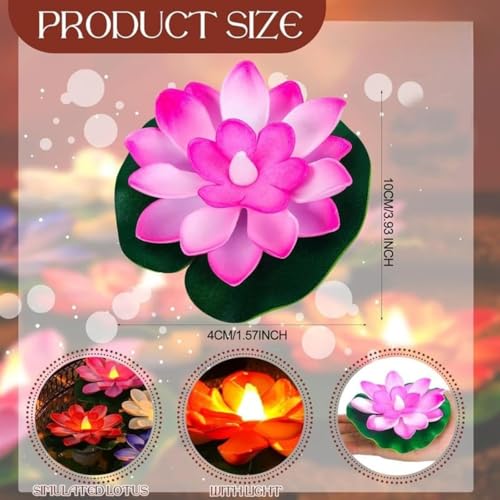 VERVENIX Set of 6 Floating Lotus LED Candles with Water Sensor – Multicolor, Smokeless & Flameless Tea Lights for Diwali Festival, Home & Outdoor Decoration - Image 2