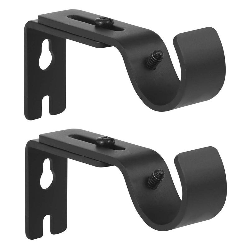 Anndason Heavy Duty Adjustable Curtain Rod Brackets Holders  1 Inch Rod Black Color Set of 2