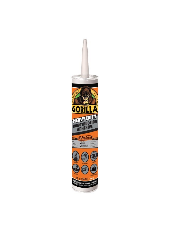 Gorilla Heavy Duty Construction Adhesive 9 Ounce Cartridge White - Image 1