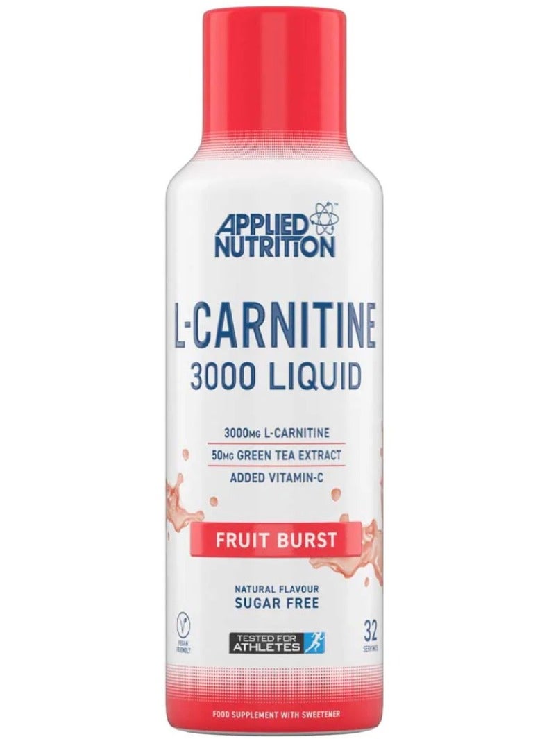 Applied Nutrition L‑Carnitine 3000 Liquid – Fruit Burst 480 ml | High‑Strength Fat Metabolizer, Vegan & Halal, with Green Tea + Vitamin C - Image 1