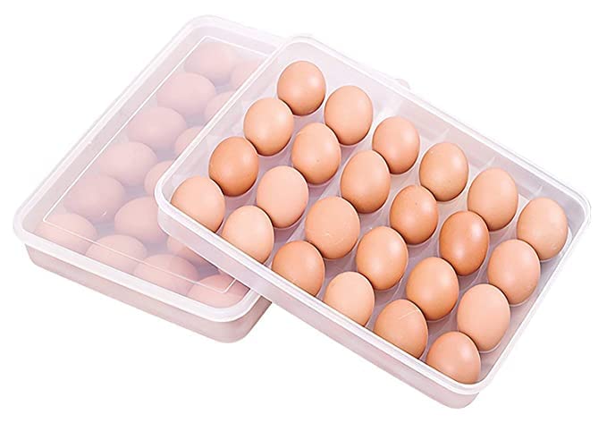 WOX MOX WOX MOX Egg Storage Box with Lid for 24 Eggs Transparent Plastic Pack of 1  - Image 1