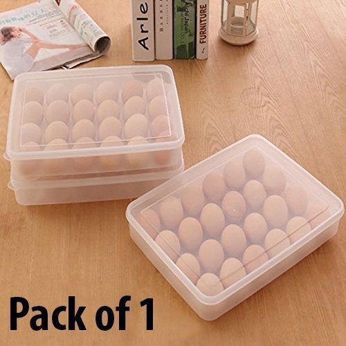 WOX MOX WOX MOX Egg Storage Box with Lid for 24 Eggs Transparent Plastic Pack of 1  - Image 4
