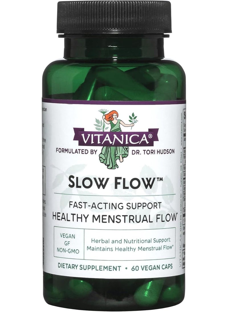 Vitanica Slow Flow, Menstrual Flow Support, Vegan, 60 Capsules - Image 1