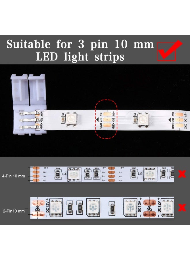 Mudder 28 Pieces 3 Pin Led Connector Led Strip Connector 10 Mm Solderless Led Light Connector L Shape Led Lights Extension T Shape Solderless Led Adapter Connectors For Ws2811 Ws2812B Sk6812 Led Strip  - Image 3