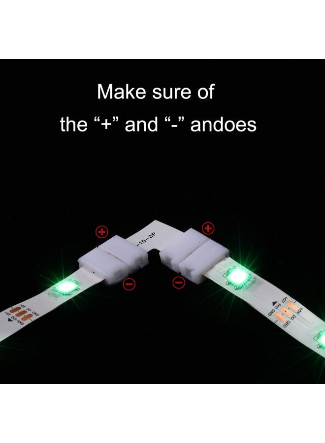 Mudder 28 Pieces 3 Pin Led Connector Led Strip Connector 10 Mm Solderless Led Light Connector L Shape Led Lights Extension T Shape Solderless Led Adapter Connectors For Ws2811 Ws2812B Sk6812 Led Strip  - Image 5