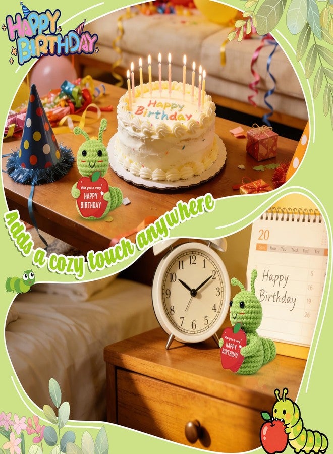 Frabaca Wish You a Very Happy Birthday Crochet Caterpillar with Message Card - Cute Bday Decoration - Gift for Her Him Best Friend Teenage Grandkids - Image 5