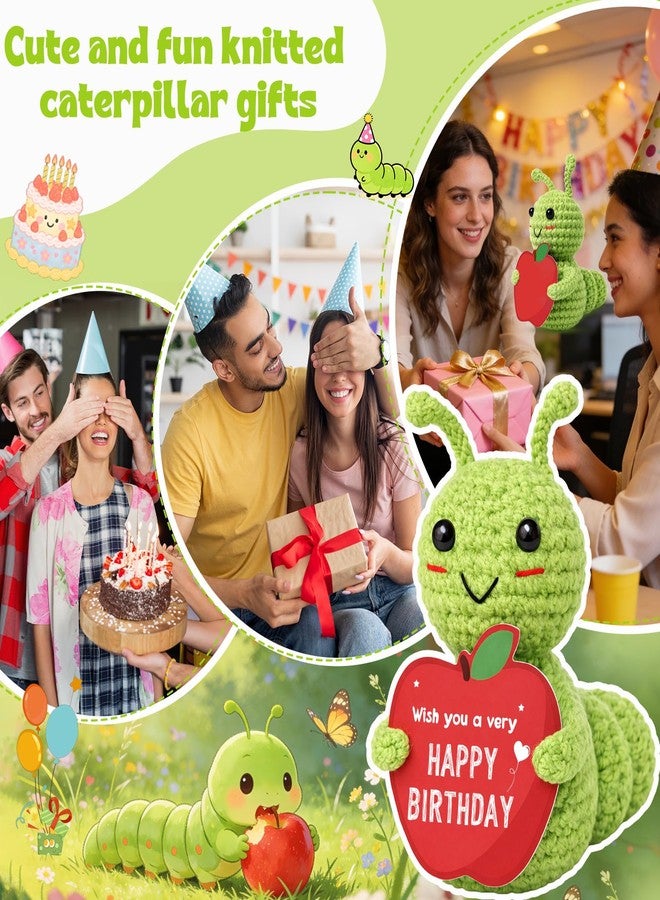 Frabaca Wish You a Very Happy Birthday Crochet Caterpillar with Message Card - Cute Bday Decoration - Gift for Her Him Best Friend Teenage Grandkids - Image 4