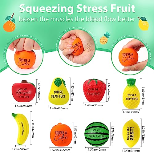 Outus 40 Pcs Fruit Stress Balls Bulk Inspirational Squeeze Balls Positive Foodie Fidgets Watermelon Veggie Foam Toy Gifts for Coworkers Employee Staff Office Dancing Fruit Party Favor Classic - Image 5