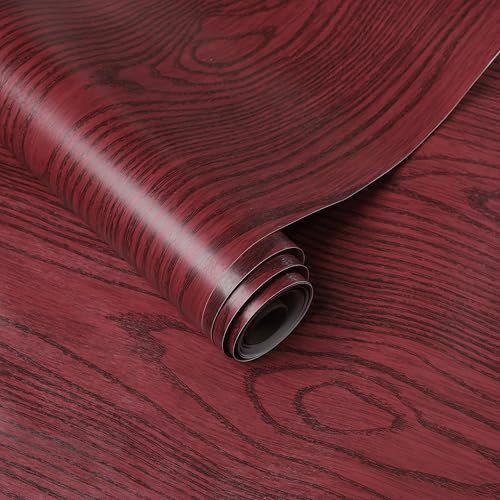 HOMEMATES Self-Adhesive Wallpaper Waterproof Old Furniture Vinyl Stickers Wooden Door Wardrobe Desktop PVC Wall Papers 45 X 304 CM- (Cherry Wood) - Image 1