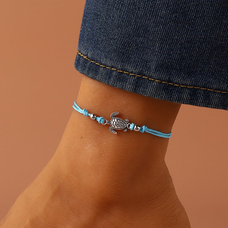 ofeankri Cross-Border Bohemian New Fashion Beach Handmade Woven Turtle Anklet Animal Beach Foot Chain - Image 2