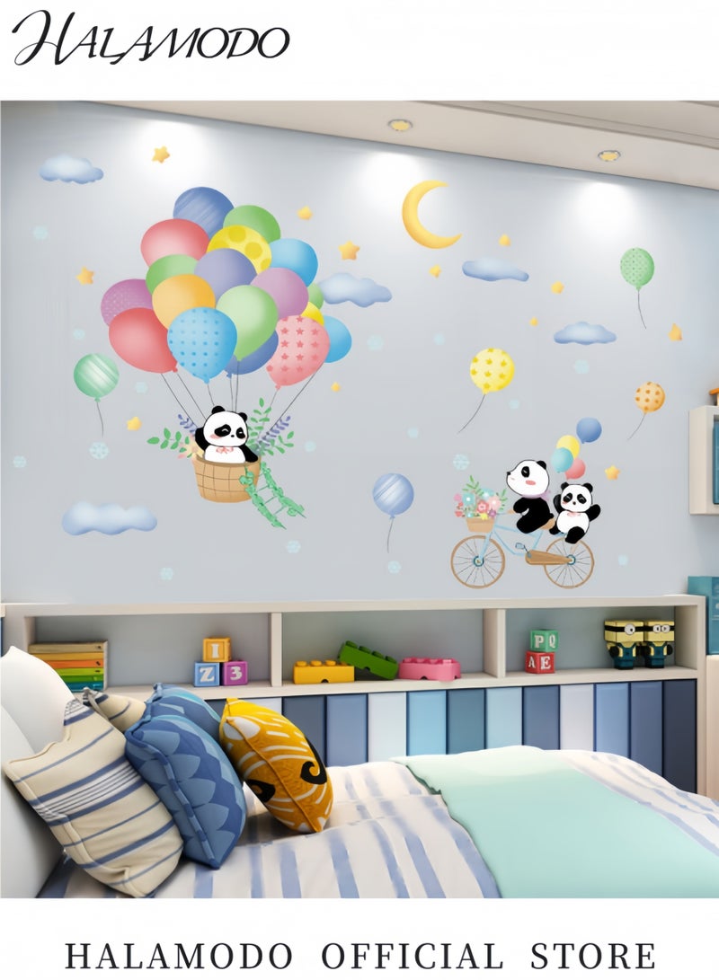 HALAMODO Kids Cartoon Balloons Panada Wall Stickers Wall Decals Removable Baby Room Wall Decor for Nursery Classroom Playroom Decor - Image 2