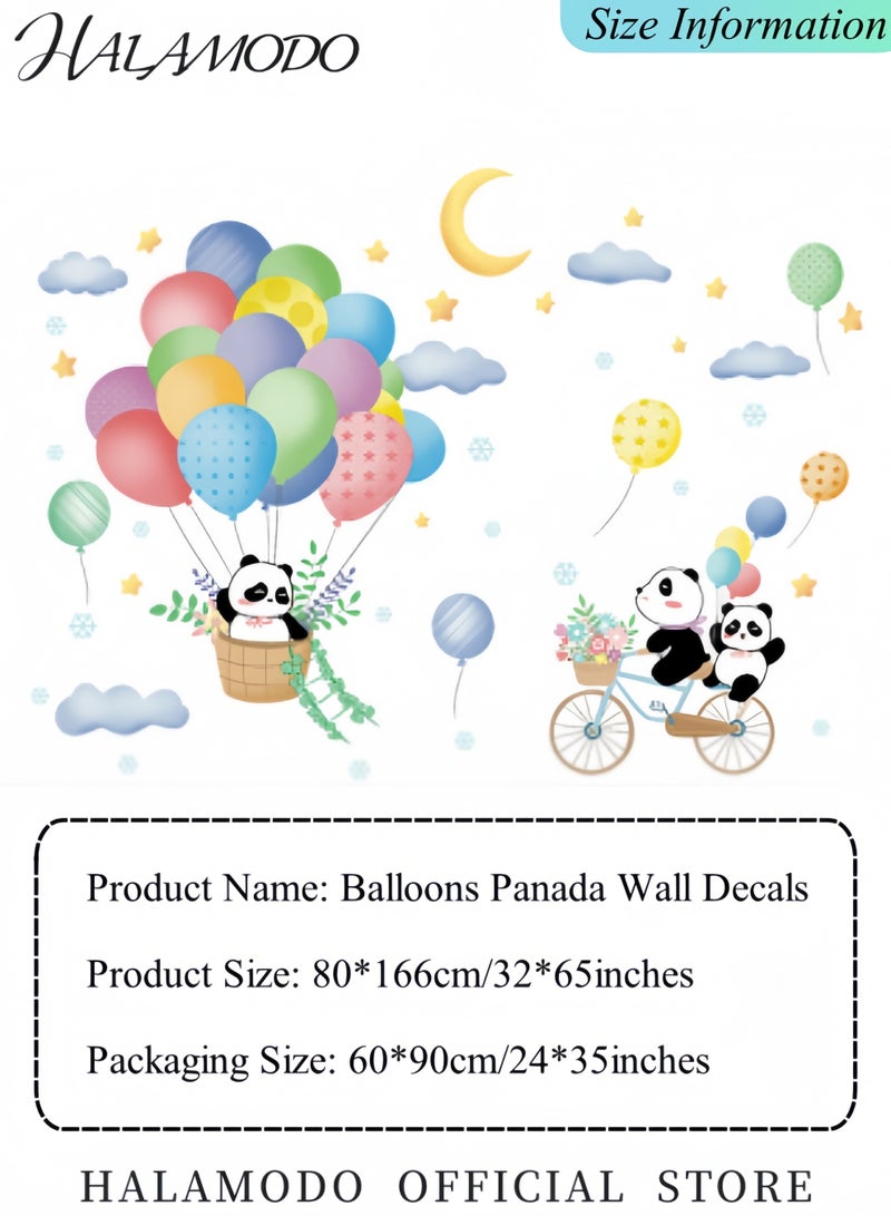 HALAMODO Kids Cartoon Balloons Panada Wall Stickers Wall Decals Removable Baby Room Wall Decor for Nursery Classroom Playroom Decor - Image 4