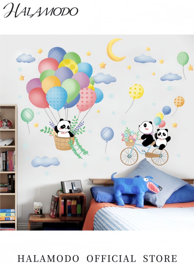HALAMODO Kids Cartoon Balloons Panada Wall Stickers Wall Decals Removable Baby Room Wall Decor for Nursery Classroom Playroom Decor - Image 3