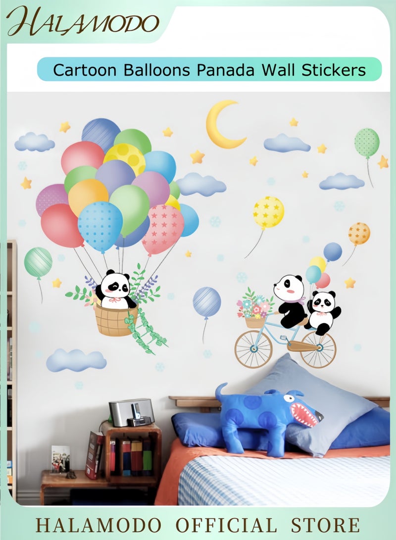 HALAMODO Kids Cartoon Balloons Panada Wall Stickers Wall Decals Removable Baby Room Wall Decor for Nursery Classroom Playroom Decor - Image 1