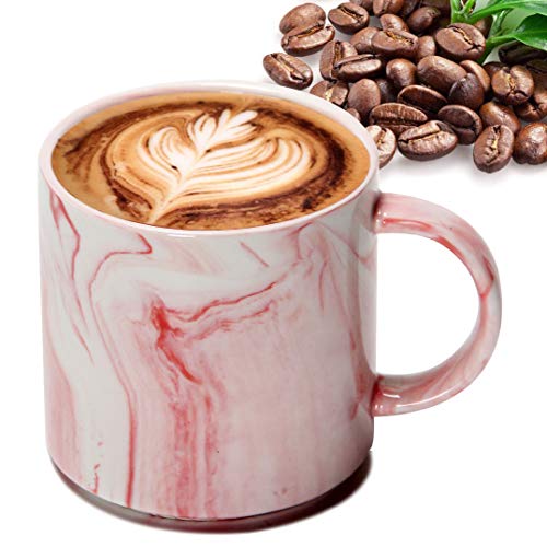 Smilatte 12 oz Stackable Coffee Mugs for Office, M101 Novelty Marble Ceramic Tea Cups for Boy Girl lover Women Men, Set of 4, Pink - Image 4